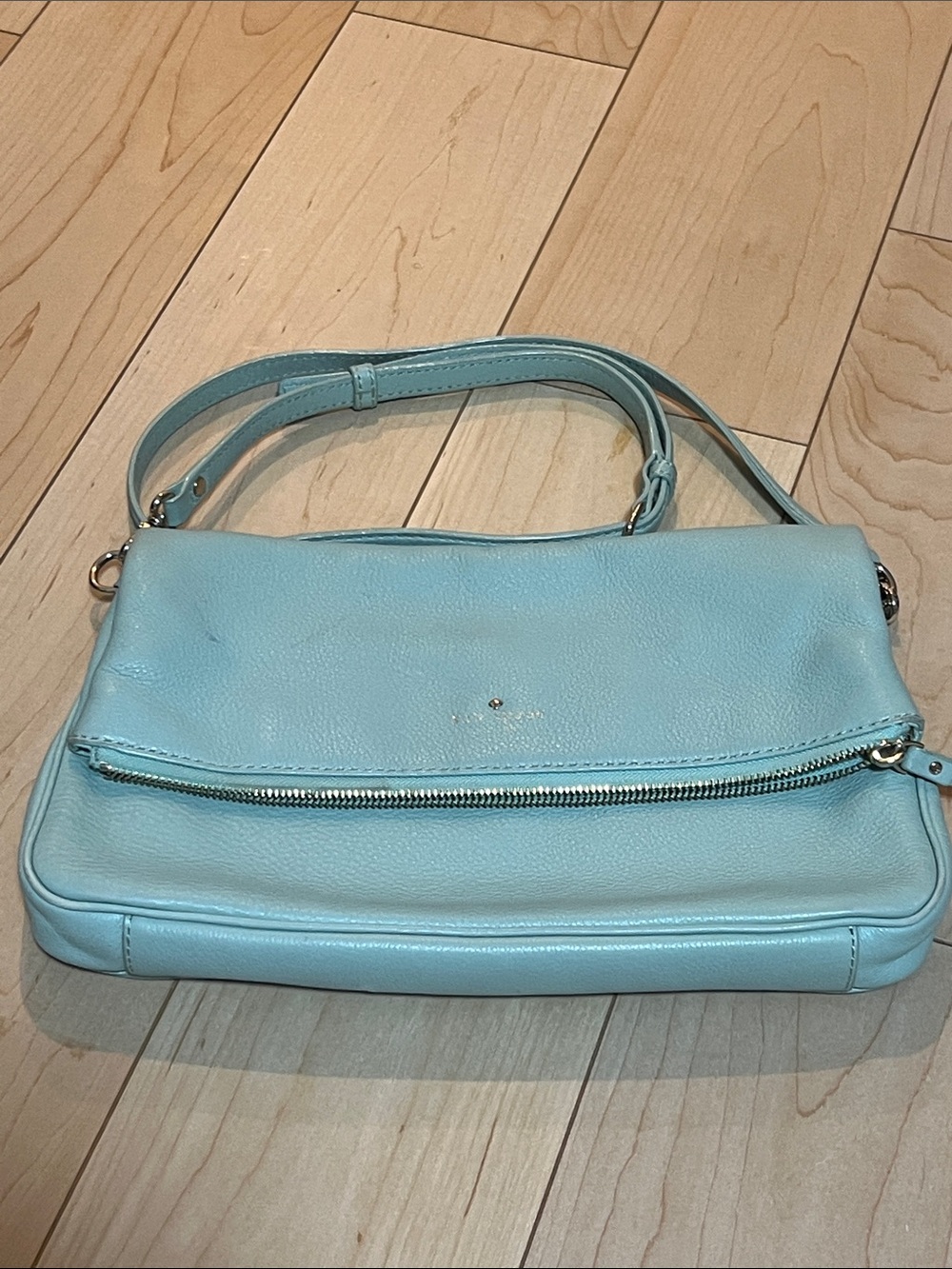 Light Blue Leather Shoulder Bag